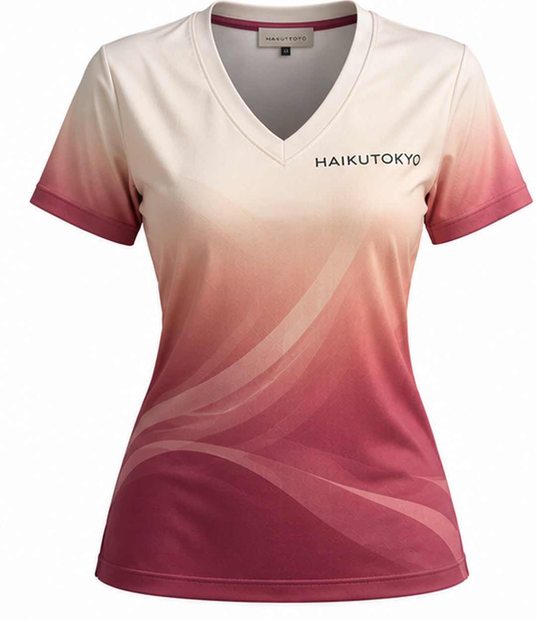 HAIKUTOKYO レディース VネックTシャツ - ローズグラデーション