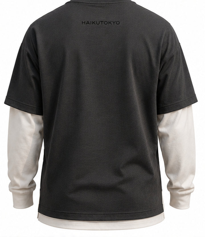HAIKUTOKYO メンズ レイヤードTシャツ - チャコール