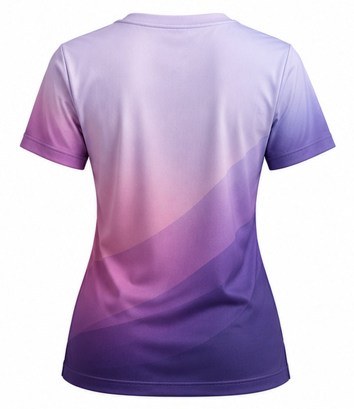 HAIKUTOKYO レディース クルーネックTシャツ - パープルグラデーション