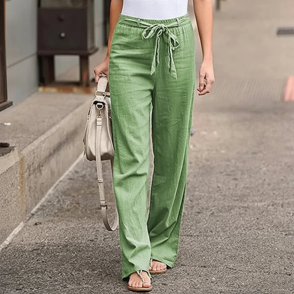 女性用のワイドレッグカジュアルパンツ