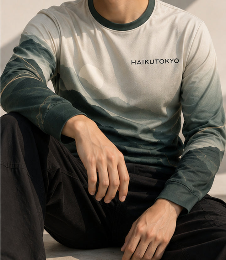 HAIKUTOKYO メンズ 長袖グラフィックTシャツ - グリーン