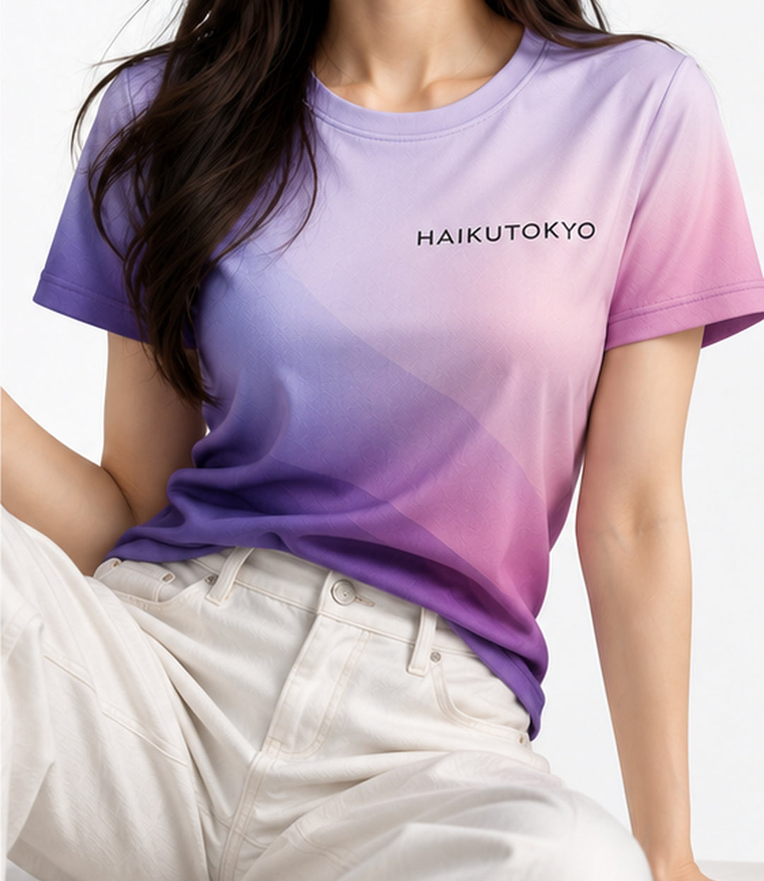 HAIKUTOKYO レディース クルーネックTシャツ - パープルグラデーション
