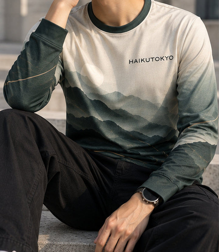 HAIKUTOKYO メンズ 長袖グラフィックTシャツ - グリーン