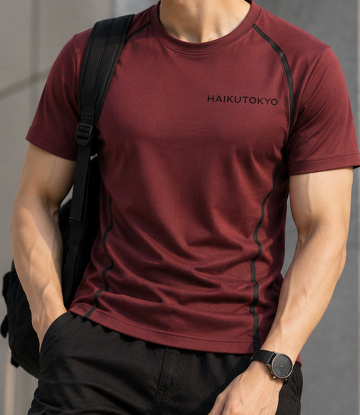 HAIKUTOKYO メンズ スリムフィットTシャツ - バーガンディ