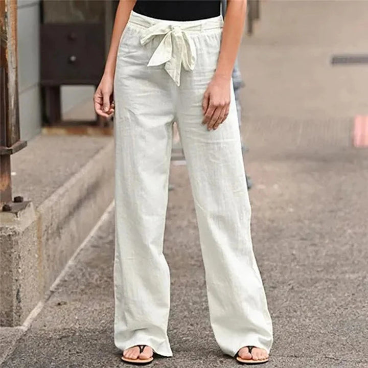 女性用のワイドレッグカジュアルパンツ