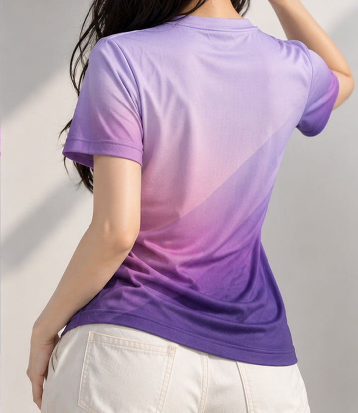 HAIKUTOKYO レディース クルーネックTシャツ - パープルグラデーション