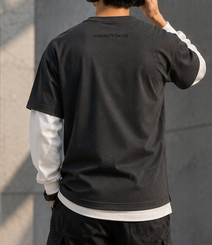 HAIKUTOKYO メンズ レイヤードTシャツ - チャコール