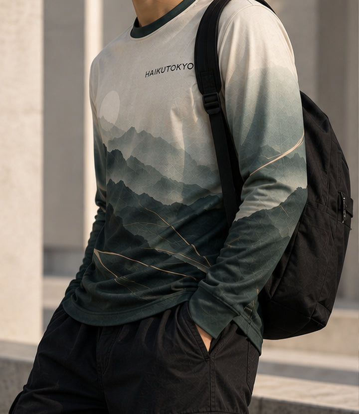 HAIKUTOKYO メンズ 長袖グラフィックTシャツ - グリーン