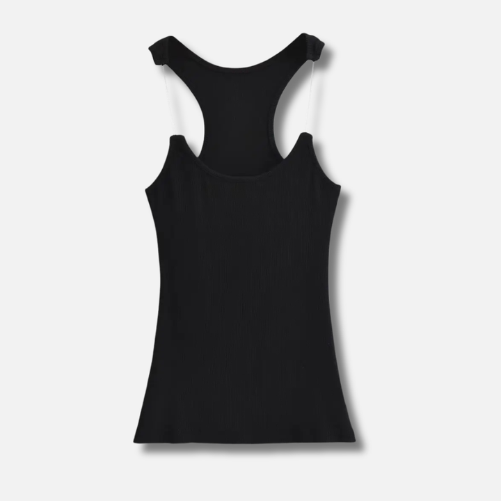 女性用インビジブルストラップリブタンクトップ