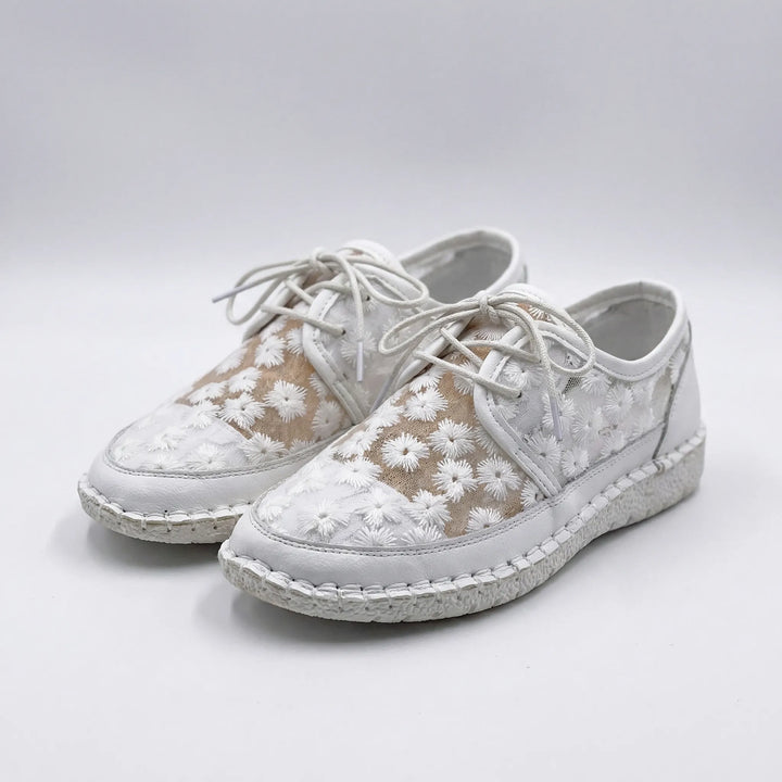 Blossomex - Embroidered Lace-Up Women's Sneaker