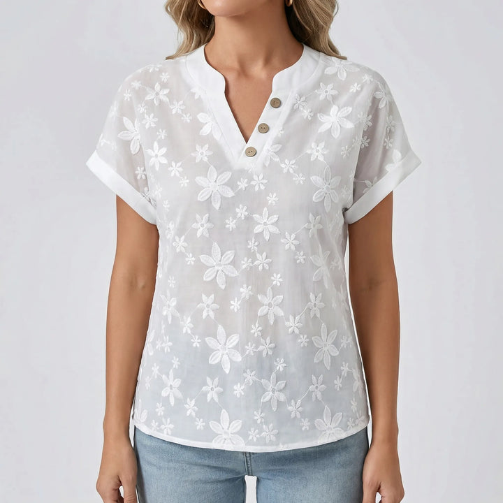 Blossomwing - Loose-Fit Floral Batwing Blouse