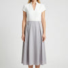 カラーブロック Vネック フレア ミディ ドレス 女性用