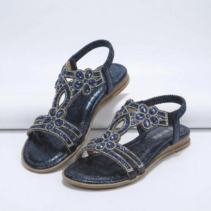 Bohvara - Embellished Open-Toe Boho Flat Sandal