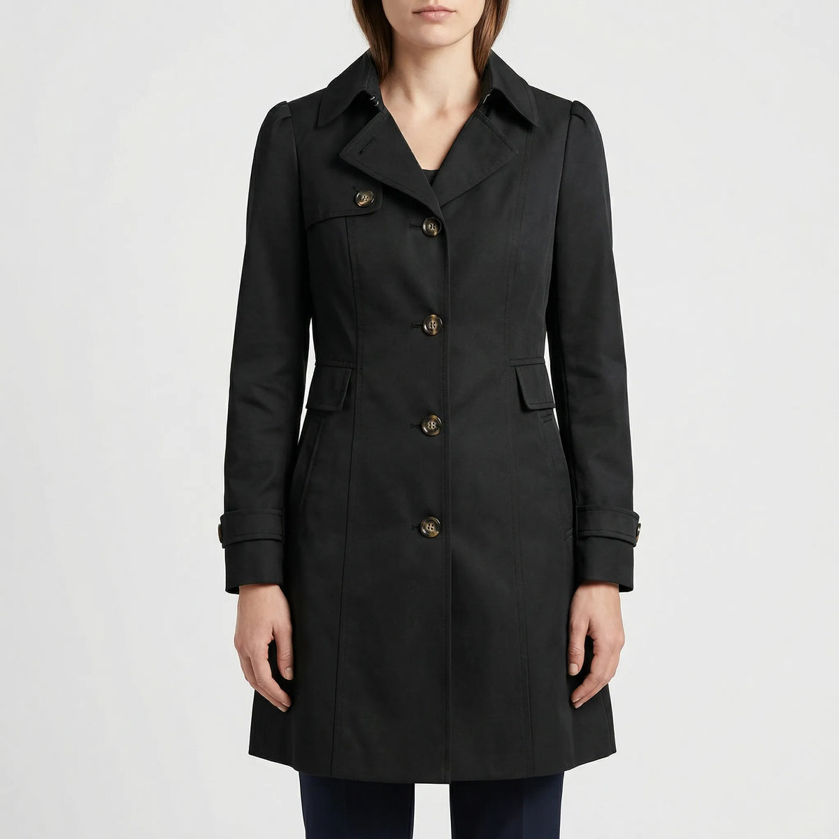 Brellova - Mid-Length Single-Breasted Trench Coat
