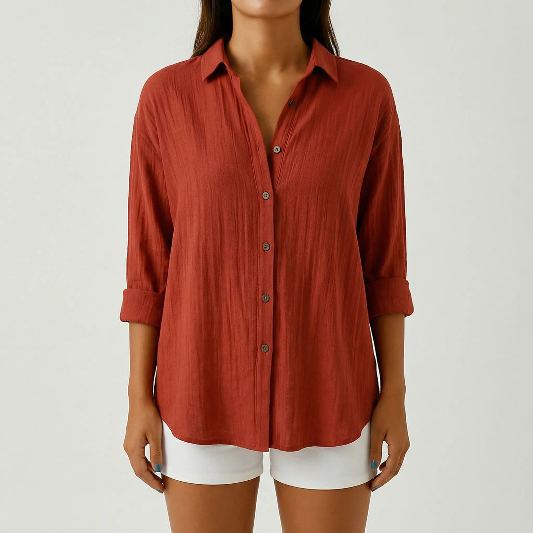 Brezara - Long-Sleeve Button-Up Women's Blouse