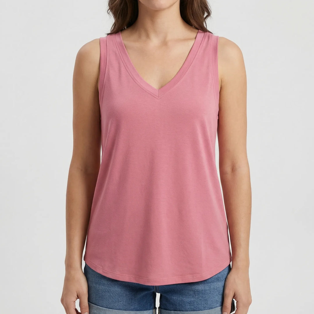 Brezova - Loose Deep V-Neck Sleeveless Top