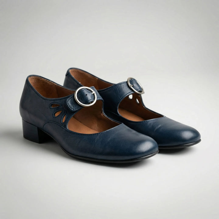 Buckova - Low-Heel Buckle Strap Women's Shoe