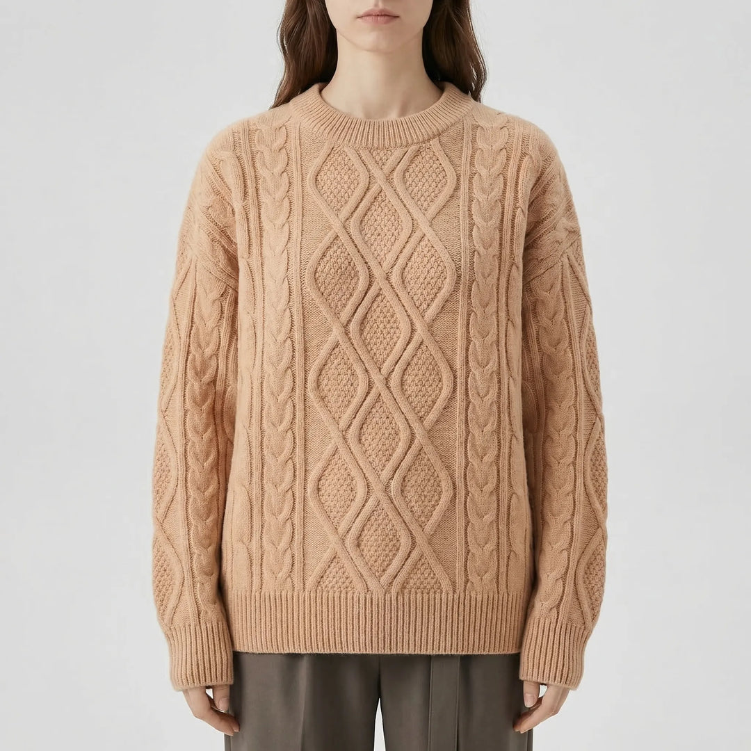 Cablova - Oversized Cable Knit Crewneck Pullover