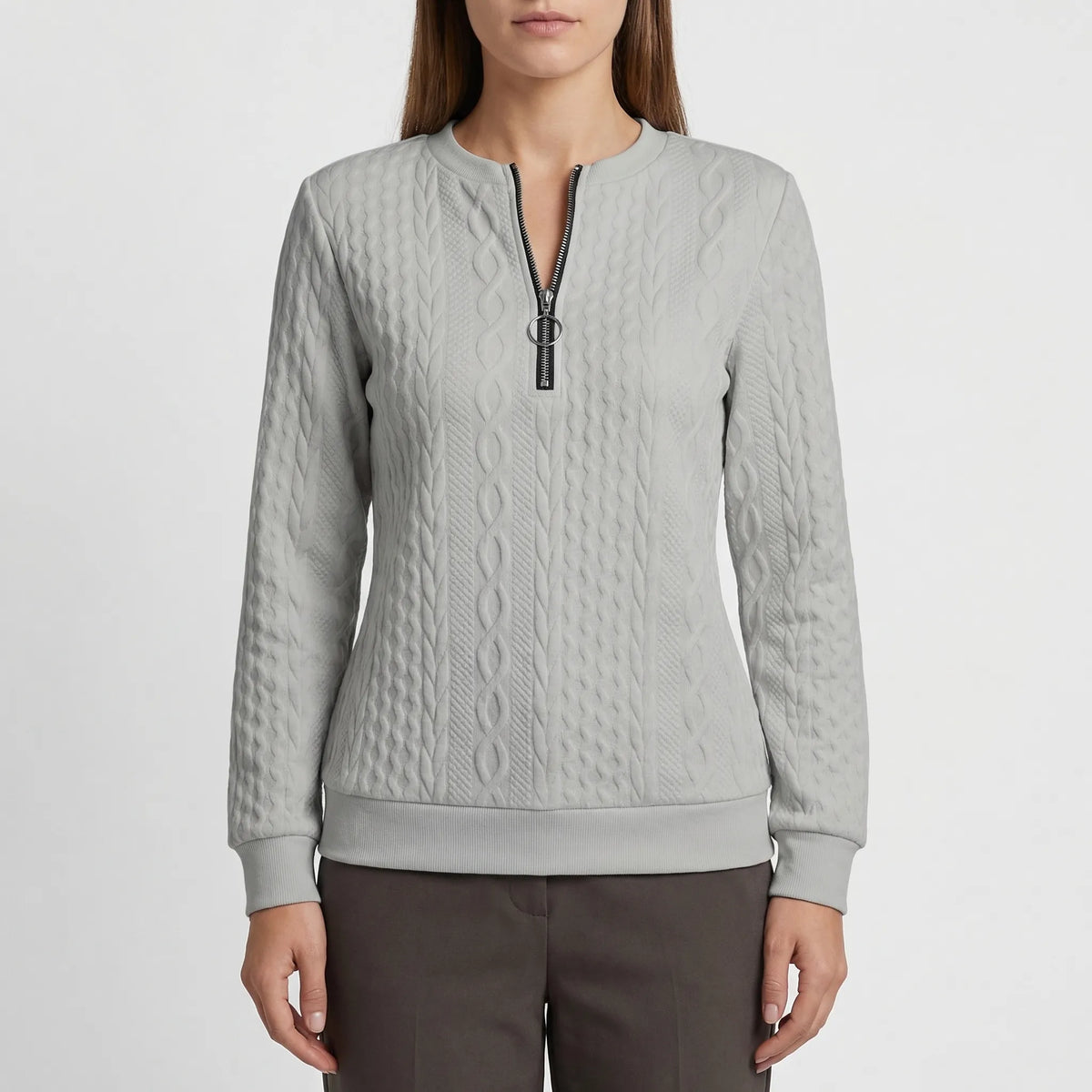 Cablvara - Cable Knit Quarter-Zip Pullover
