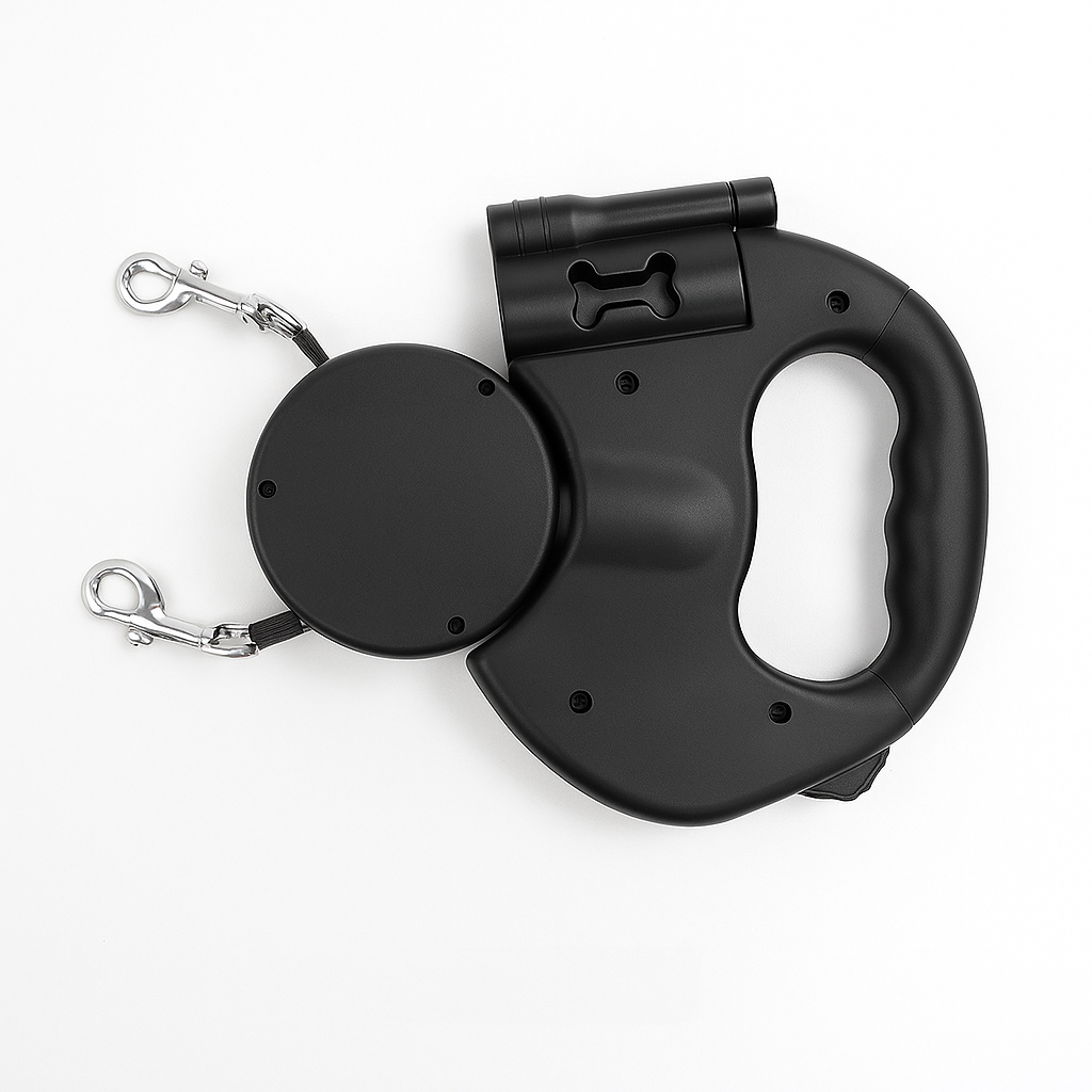 360°回転のデュアルリトラクタブルドッグリード