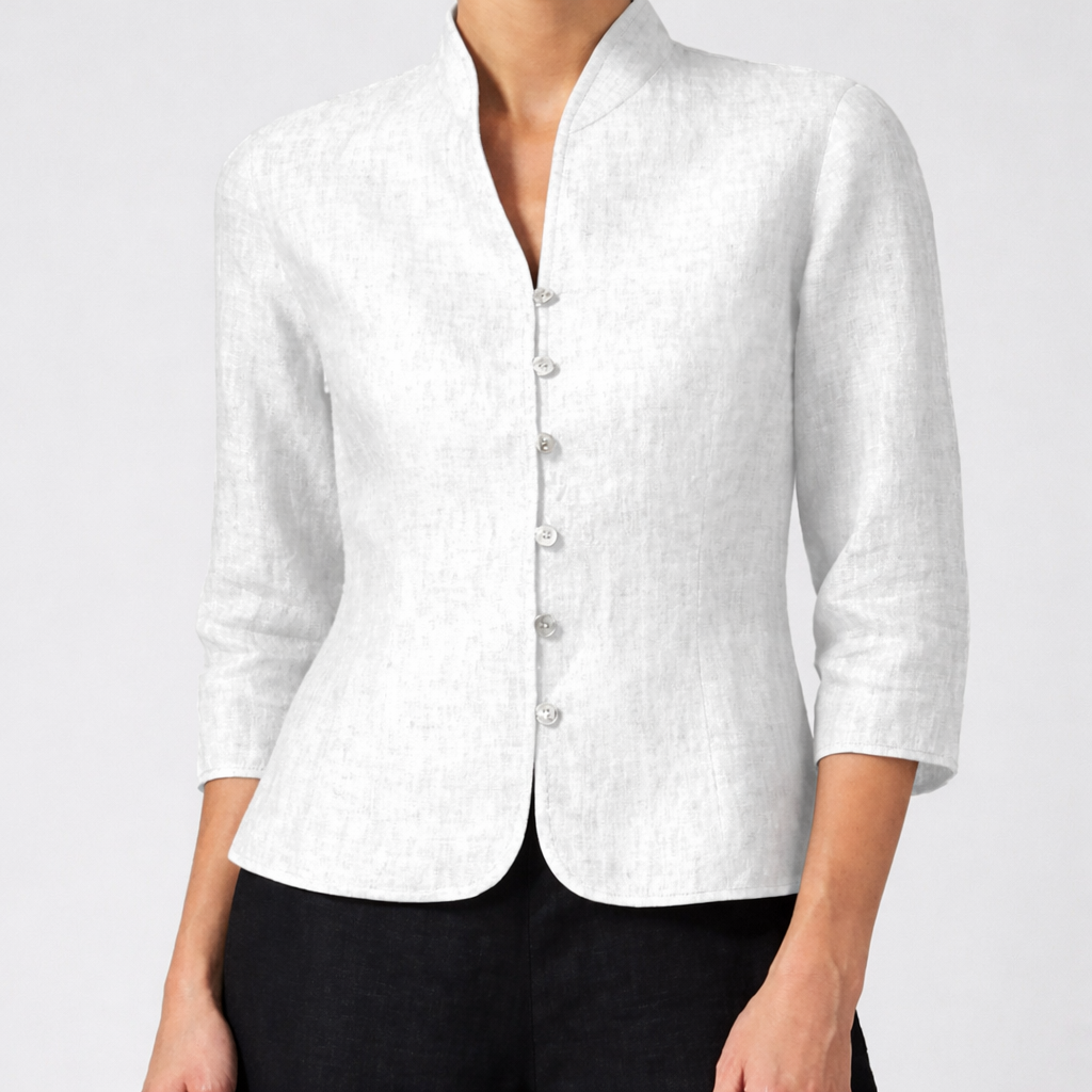 Stand-Collar Button-Front Women's Blouse