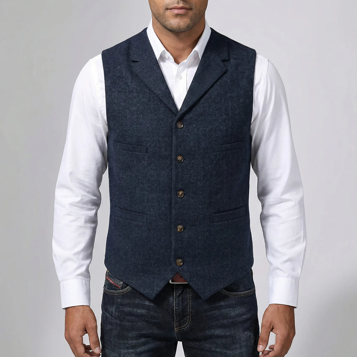 Clapton - Five-Button Herringbone Suit Vest