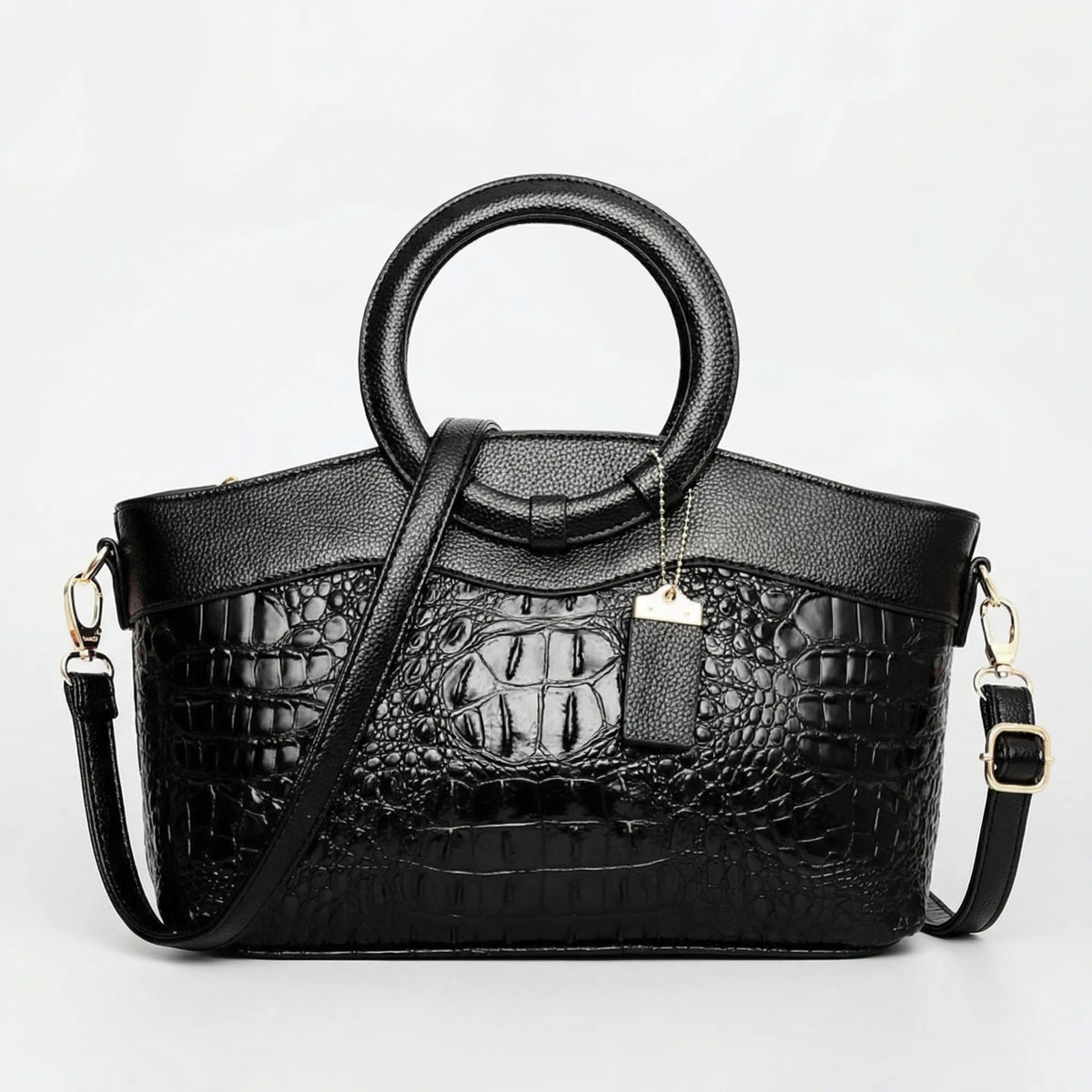 Clarevon - Structured Crocodile-Embossed Tote Bag