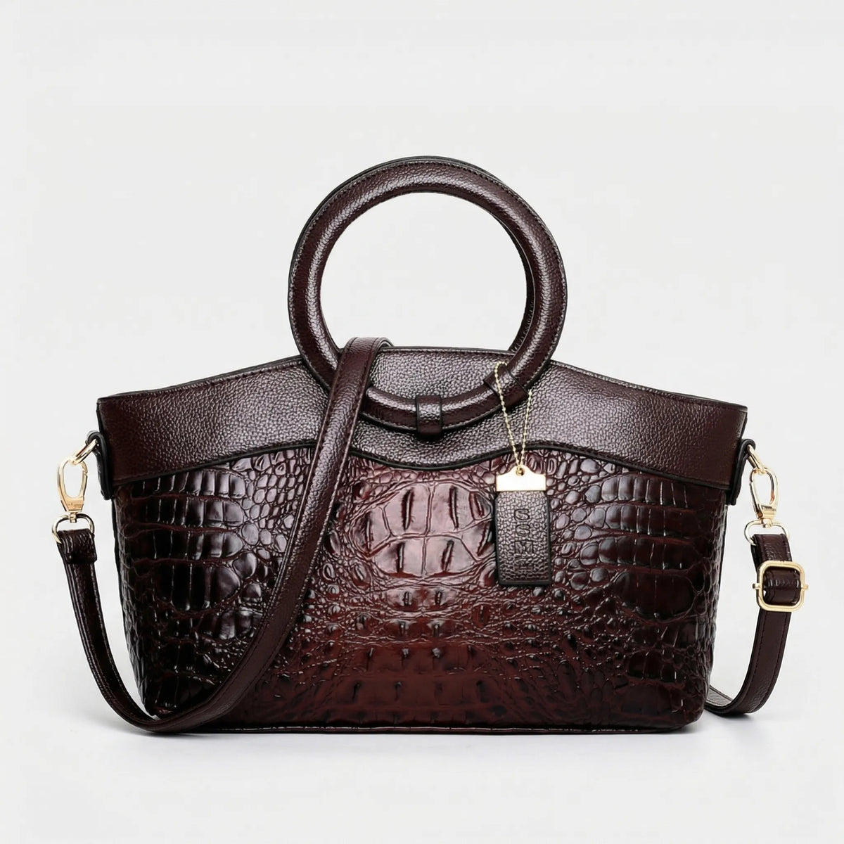 Clarevon - Structured Crocodile-Embossed Tote Bag