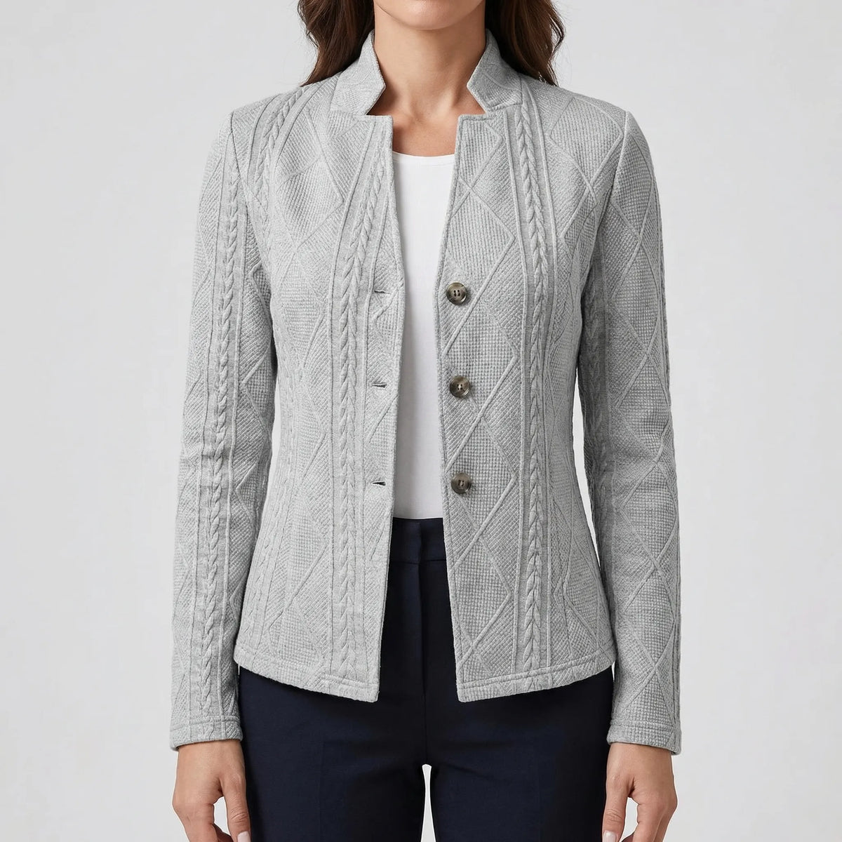 Clariné - Structured Lapel Button-Front Blazer