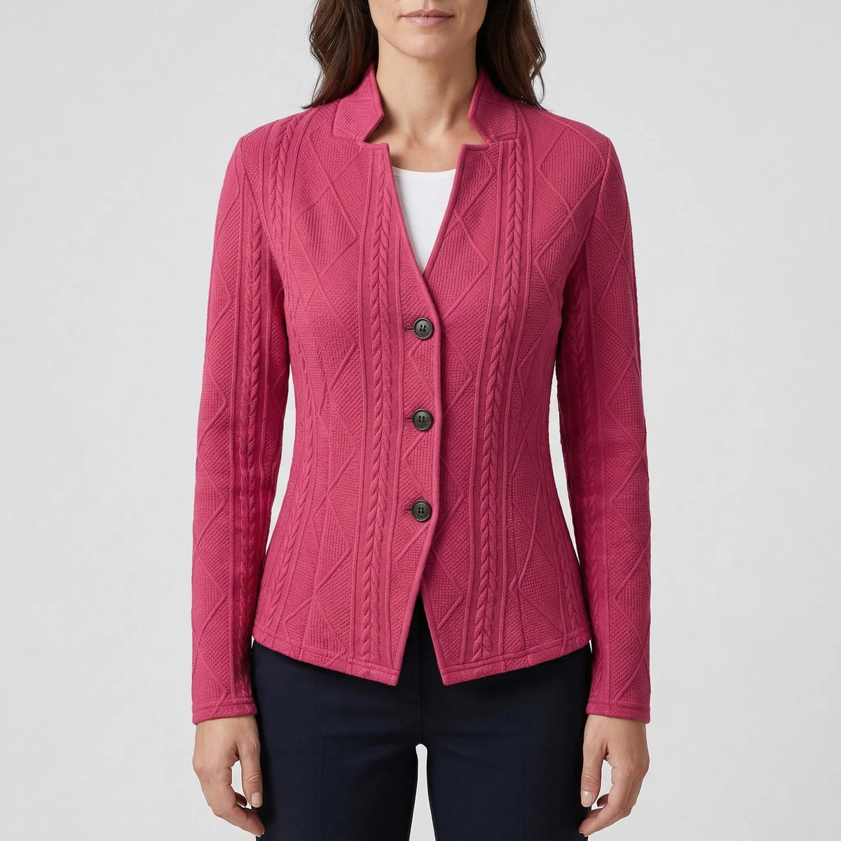 Clariné - Structured Lapel Button-Front Blazer