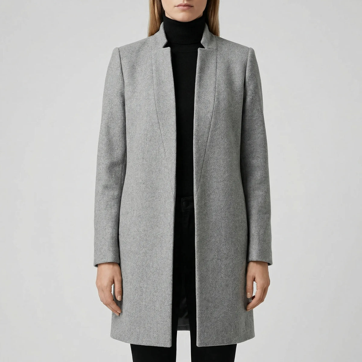 Claroven - Long Structured Button-Front Coat