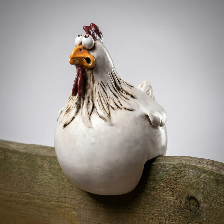 Cluckston - Whimsical Rooster Fence Ornament Set