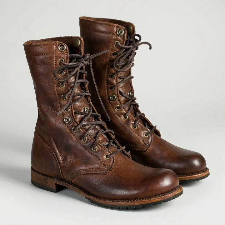 Combriva - Lace-Up Mid-Calf Combat Boot