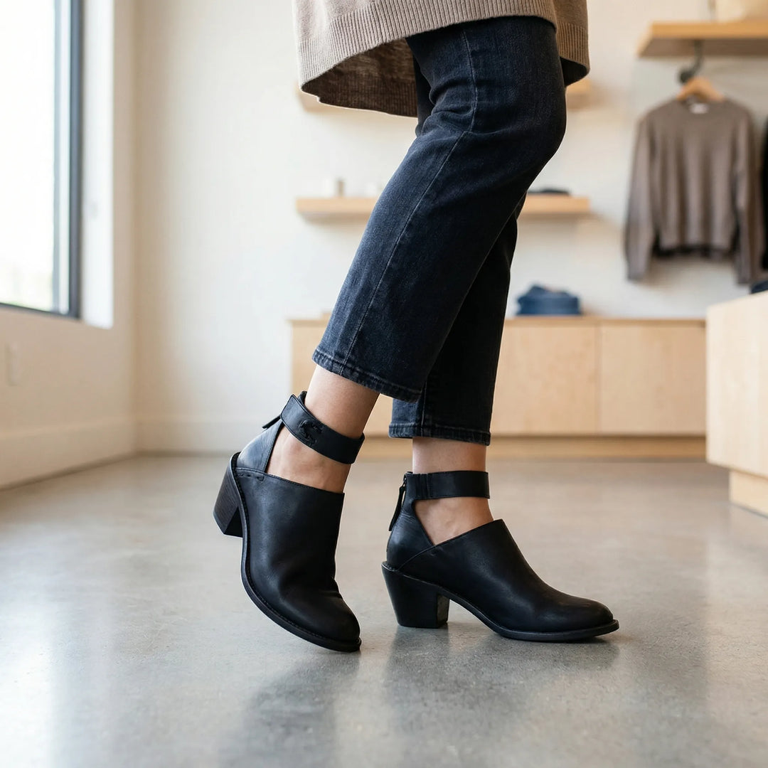 Comforvia - Ankle Strap Block Heel Shoe