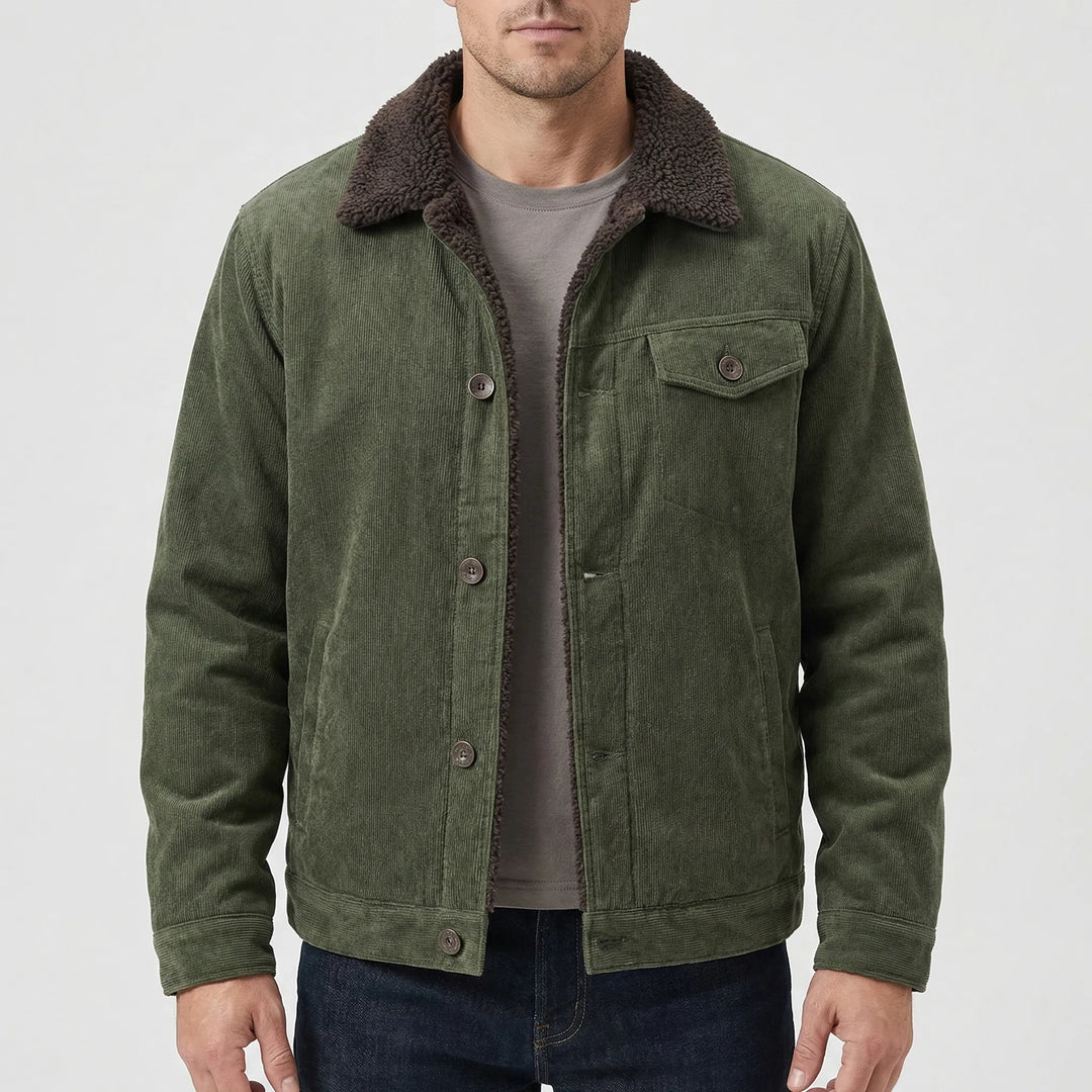 Corveaux - Sherpa-Lined Corduroy Button-Front Jacket