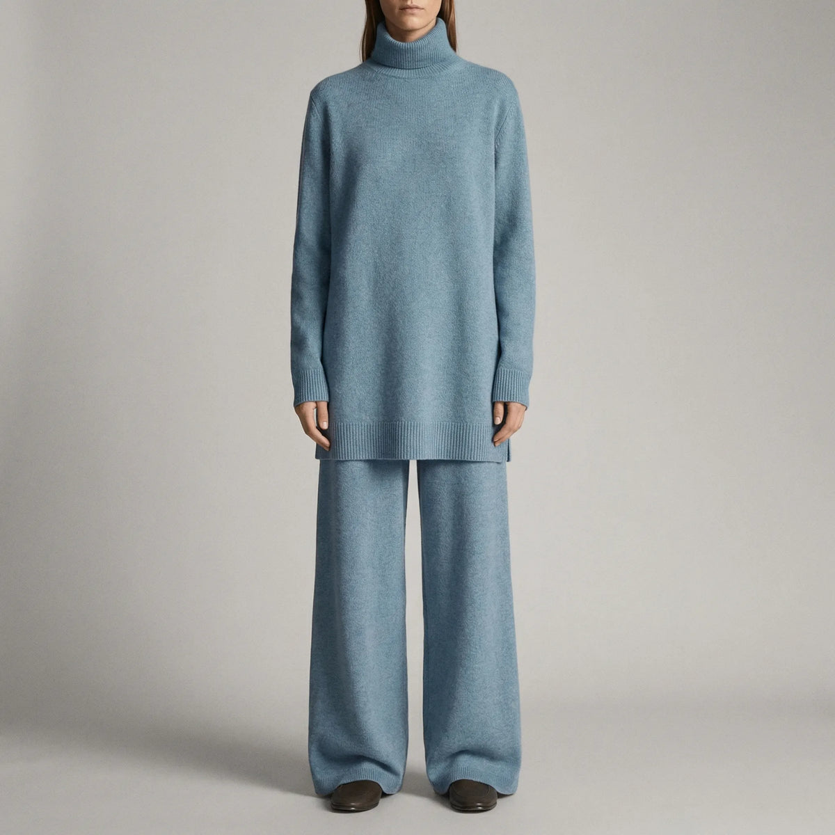 Cozelle - Turtleneck Sweater And Wide-Leg Pants Set