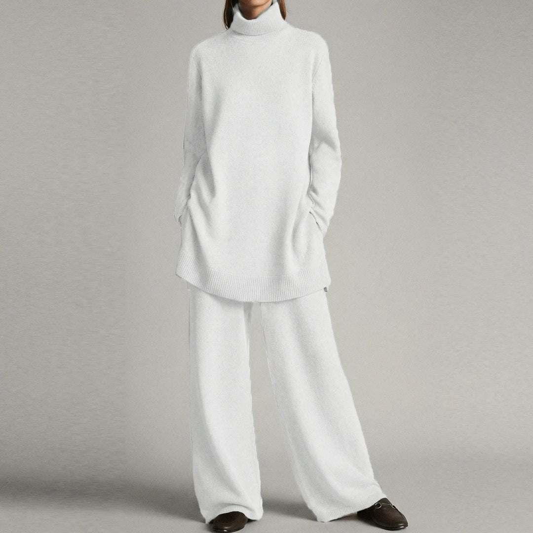 Cozelle - Turtleneck Sweater And Wide-Leg Pants Set