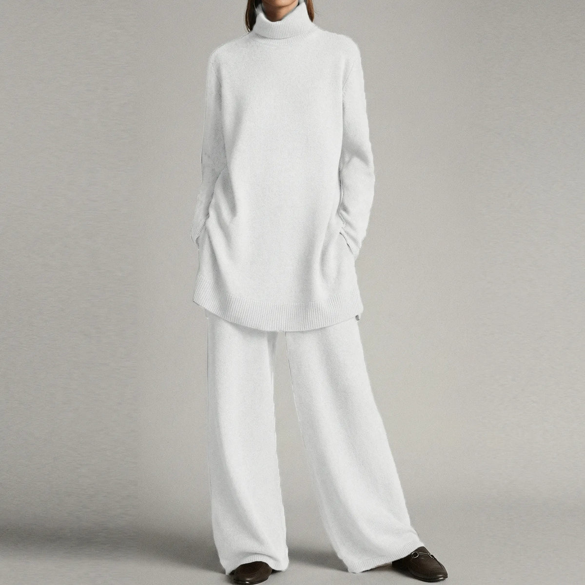 Cozelle - Turtleneck Sweater And Wide-Leg Pants Set