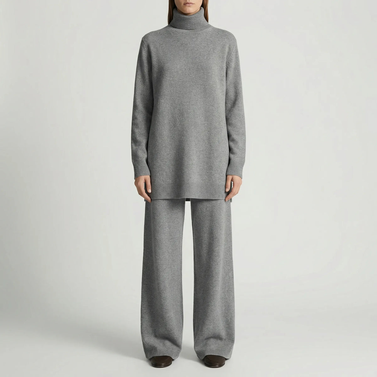 Cozelle - Turtleneck Sweater And Wide-Leg Pants Set