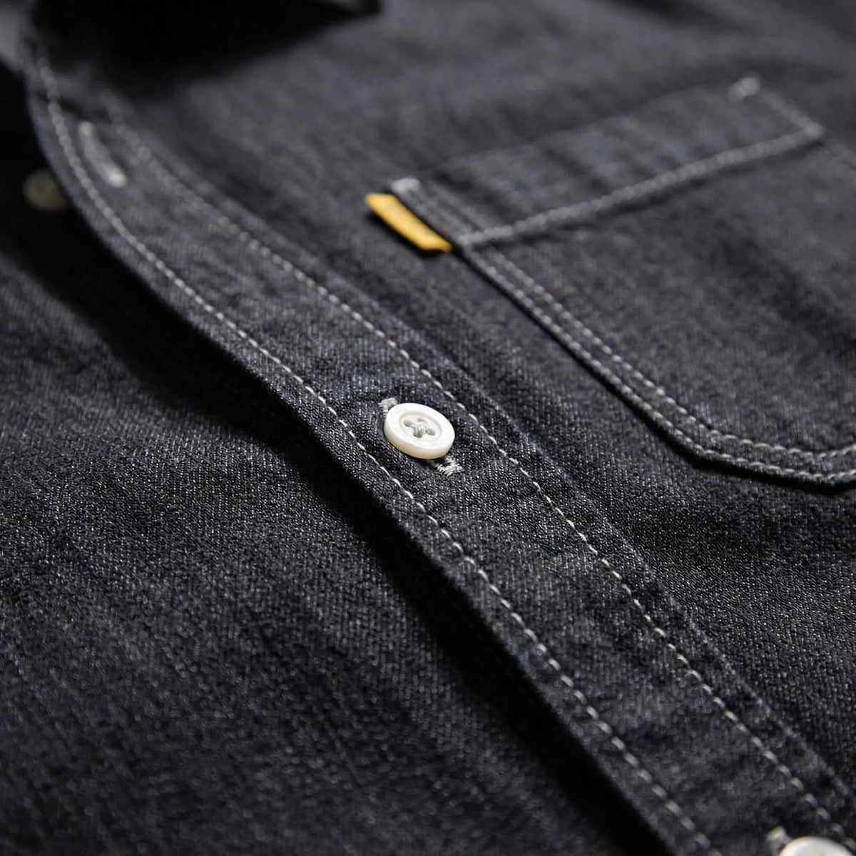 Denvoro - Long-Sleeve Button-Front Denim Shirt