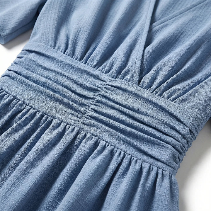 Dressova - V-Neck Midi Dress With Flutter Sleeves