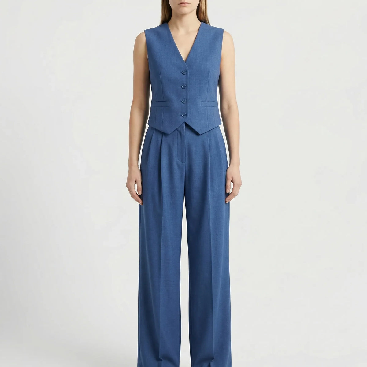 Elanza - Sleeveless Vest And Wide-Leg Trouser Set