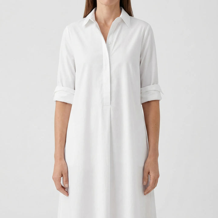 Elegantra - Classic Collar Button-Down Shirt Dress