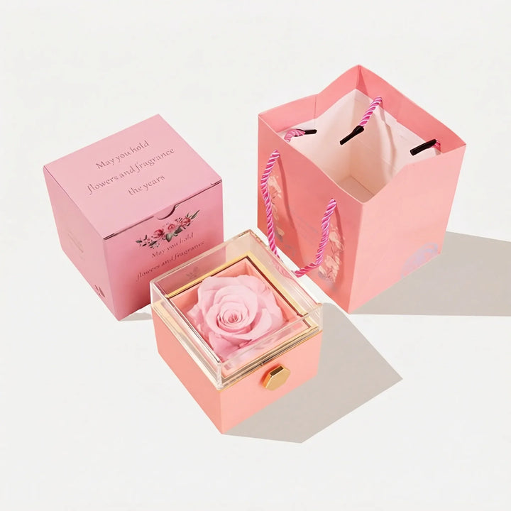 Eterova - Preserved Rose And Engraved Necklace Set