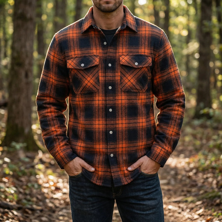 Flandrex - Fleece-Lined Plaid Shirt Jacket For Men