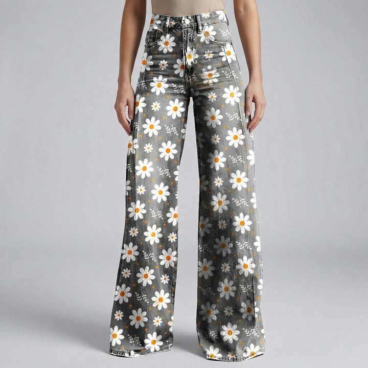 Florива - Full-Length Printed Wide-Leg Pants