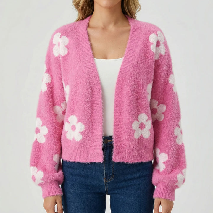 Floriva - Open-Front Floral Cardigan Sweater