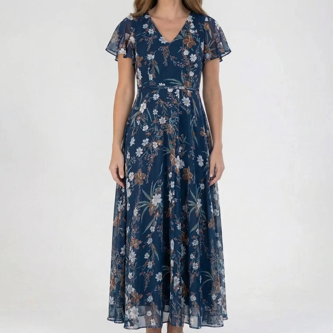 Florvelle - Floral Print Butterfly Sleeve Maxi Dress
