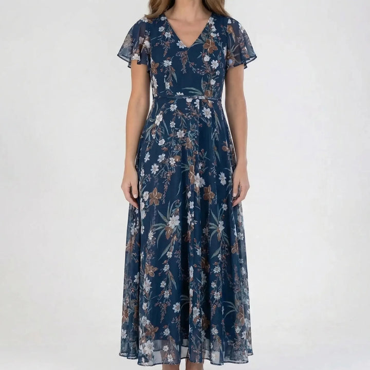 Florvelle - Floral Print Butterfly Sleeve Maxi Dress