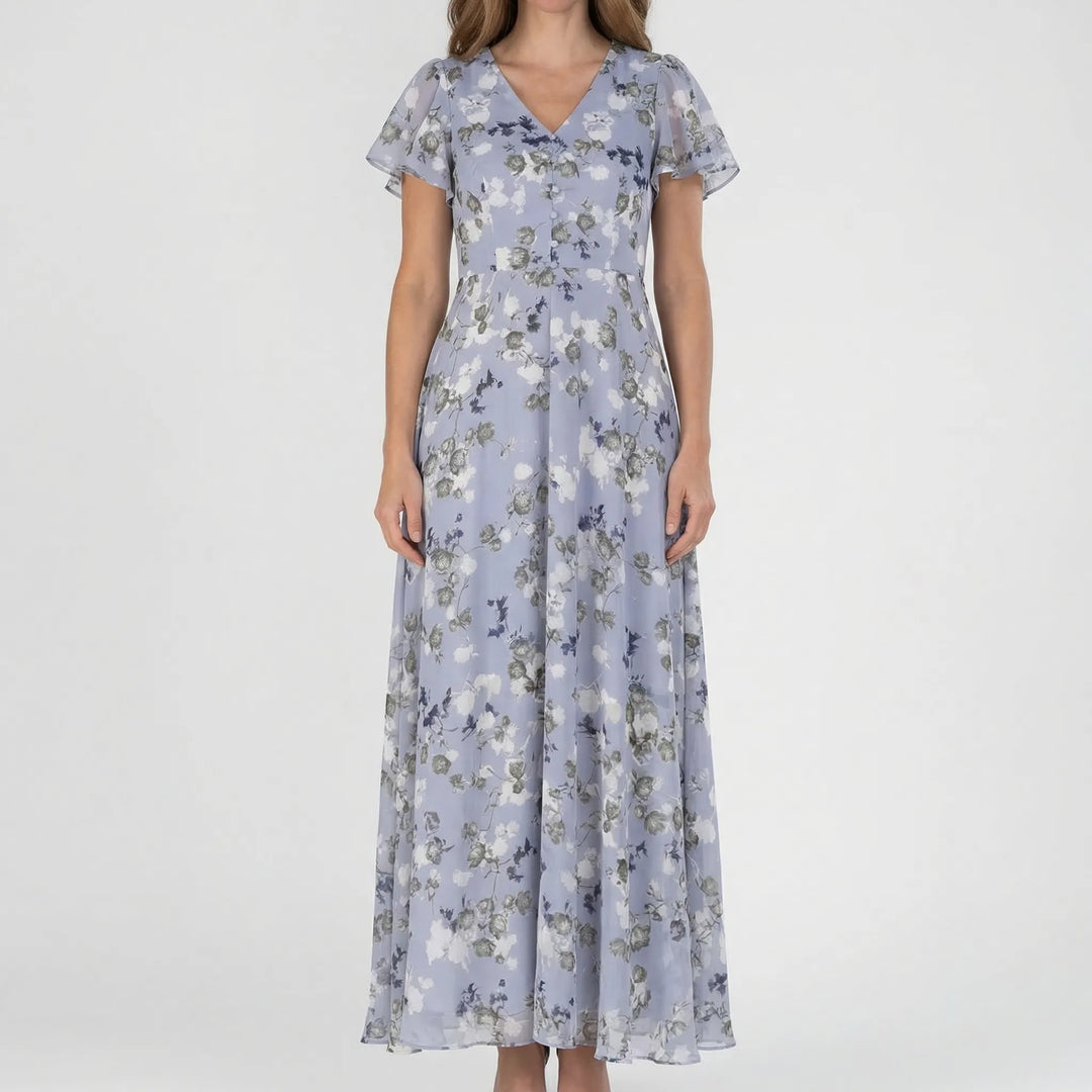 Florvelle - Floral Print Butterfly Sleeve Maxi Dress